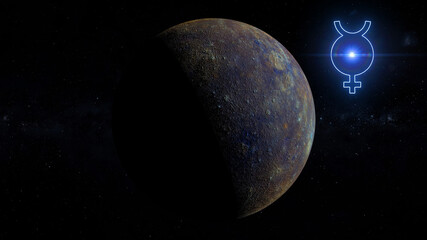 Wall Mural - planet mercury retrograde 3d illustration