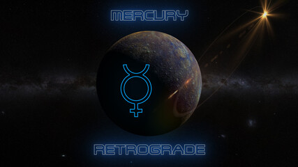 Wall Mural - planet mercury retrograde 3d illustration