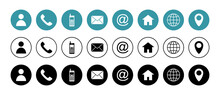 Web Icon Set. Business Card Contact Information Icon. Contact Us Icon Set