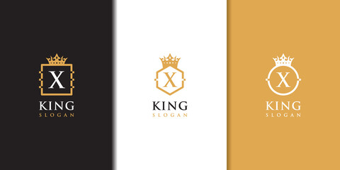 Wall Mural - Luxurious Letter x crown logo collection