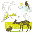 Spring Animals Vector Design Elements  Isolated