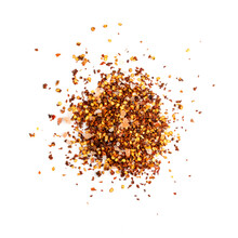 Red Chilli Pepper Flakes With Seeds Isolated