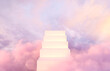 Natural beauty podium backdrop for product display with dreamy sky background. Romantic 3d scene.