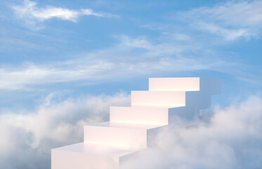 Aufkleber - Natural beauty podium backdrop for product display with dreamy sky background. Romantic 3d scene.