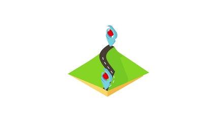 Sticker - Route map icon animation best object on white background