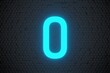 Glowing blue Neon Light Countdown 10 to 0 number on black hexagon background 3D Rendering