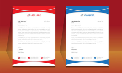 Wall Mural - letterhead format template, business style letterhead design template. company letterhead template d