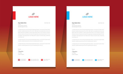 Wall Mural - letterhead format template, business style letterhead design template. company letterhead template d