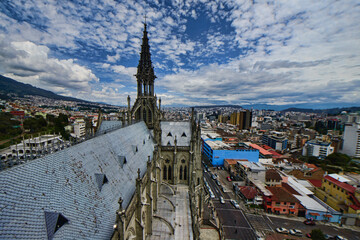 Wall Mural - Clock towers on the Basilica of the National Vow (Basílica del Voto Nacional), Quito, Ecuador