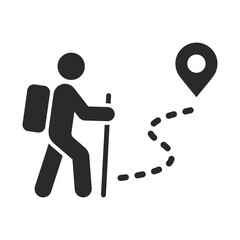 Wall Mural - hiking icon. walking. public footpath. trail. vector icon isolated on white background.