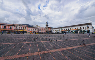 Wall Mural - The beautiful Santo Domingo Plaza in the historic Old Town of Quito, Ecuador