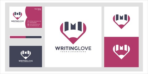 Canvas Print - pen love logo design and business card