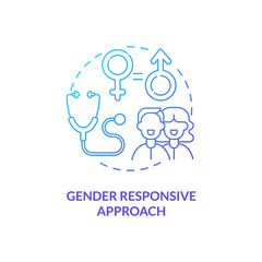 gender responsive approach concept icon. health programs principles. factors at working in healthcar