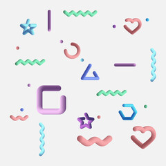 Wall Mural - 3d shapes. different geometric shapes in 3d design. liquid geometric shape with color. background. v