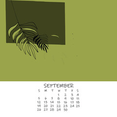 Calendar for the month with floral ornaments 2021