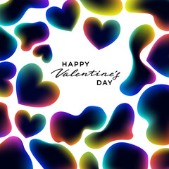 Fototapete - Modern Poster with Colorful Bubbles and Hearts Frame on Black Background. Abstract Vector Design for Weddings and Valentine's Day