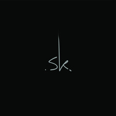 sk handwritten logo for identity black background