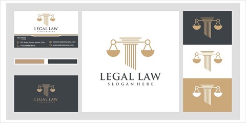 Poster - Symbol lawyer attorney advocate template linear style. company logotype and business card