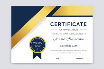 Wall Mural - Modern and professional certificate template design of appreciation award 