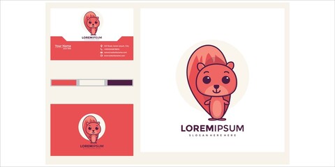 Poster - cute squirrel logo design and business card