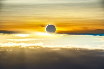 Wall Mural - total solar eclipse , amazing scientific background