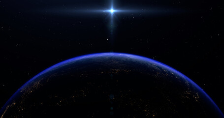 sunrise stars, venus, sirius, earth from space, 3d space,, stars, solar system, dawn from space, the