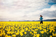 © Take A Pix Media/Tetra Images - USA, Washington, Skagit Valley, Woman running through daffodil field