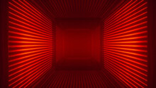 Abstract Red Futuristic Wooden Tunnel Background With Haze Corridor And Volumetric Light. Glowing Red Light With Shadow, Neon Lights Rays. Sci-fi. Futuristic Technology Design. 3d Rendering