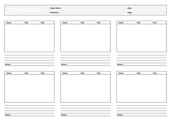 Film or Animation storyboard. Design template on white background.