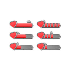 Wall Mural - set of game ui stone rock health life progress bar with 2 style for gui asset elements vector illust