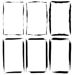 Hand drawn set with black brush rectangles. Vector hand drawn. Grunge brush. Simple design. Stock image. EPS 10.