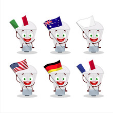 Led Cartoon Character Bring The Flags Of Various Countries