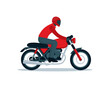 © males_design - Red Classic motorcycle and rider in simple graphic isolated on white background
