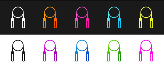 Poster - Set Jump rope icon isolated on black and white background. Skipping rope. Sport equipment. Vector.