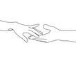 Continuous Line Drawing of Hands Couple. Hands Trendy Minimalist Illustration. Couple One Line Abstract Concept. Modern Minimalist Contour Drawing. Vector EPS 10.