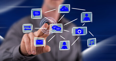 Man touching an application concept