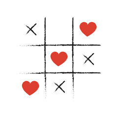 Wall Mural - vector illustration of tic tac toe game with hearts. valentine's day background.
