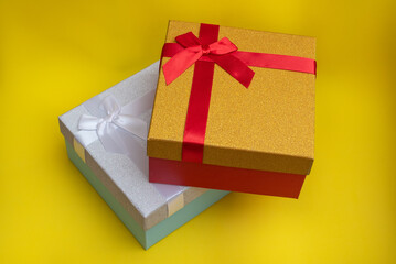 Gift boxes for man and woman. Gift boxes of different colors. Gifts for lovers