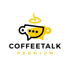 Wall Mural - coffee talk chat cup logo vector icon illustration
