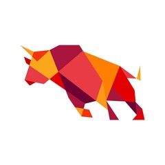 Wall Mural - geometric bull tech charging logo vector icon illustration