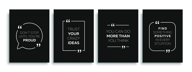 Inspirational quote for your opportunities. Speech bubbles with quote marks. Motivational quotes. Vector illustration.