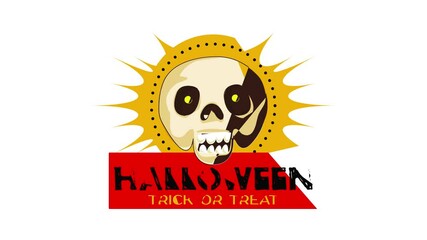 Poster - Halloween skull party logo animation best object on white background