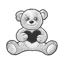 Teddy Bear Toy Sketch Raster Illustration