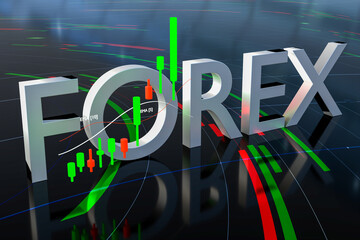 Wall Mural - forex indicator, Stock Signal, Mobile foreign exchange trading - 3d render illustrator