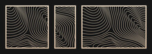Laser Cut Panel Set. Vector Template With Trendy Abstract Geometric Pattern, Curve Lines, Ripple Surface. Decorative Stencil For Laser Cutting Of Wood, Metal, Plastic, Cnc. Aspect Ratio 1:2, 1:1, 3:2