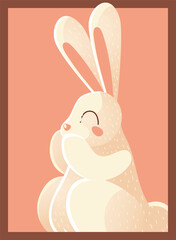 Poster - cute white rabbit wildlife portrait cartoon animal design