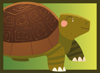 Poster - cute turtle cartoon animal tropical wildlife