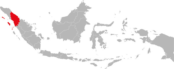 Wall Mural - Sumatera utara province isolated on indonesia map. Gray background. Business concepts and backgrounds.