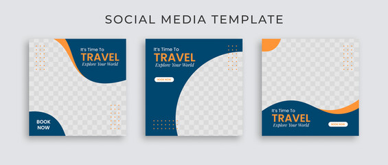 editable template post for social media ad. instagram template post. web banner ads for travel promo
