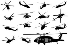 Vector Helicopter Detailed Silhouettes